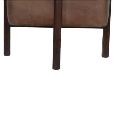 Brown Solid Leather Footstool