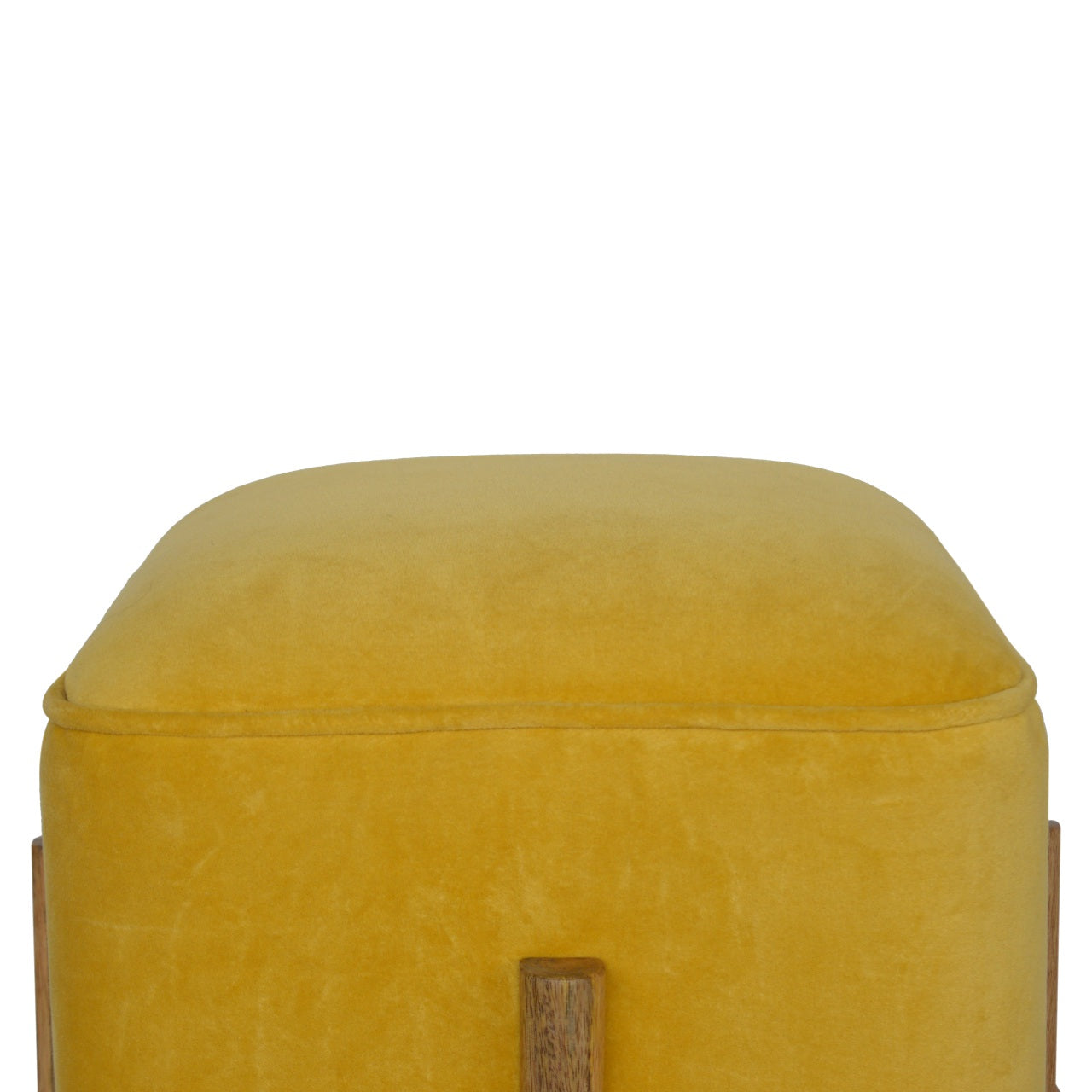 Mustard Velvet Solid Footstool