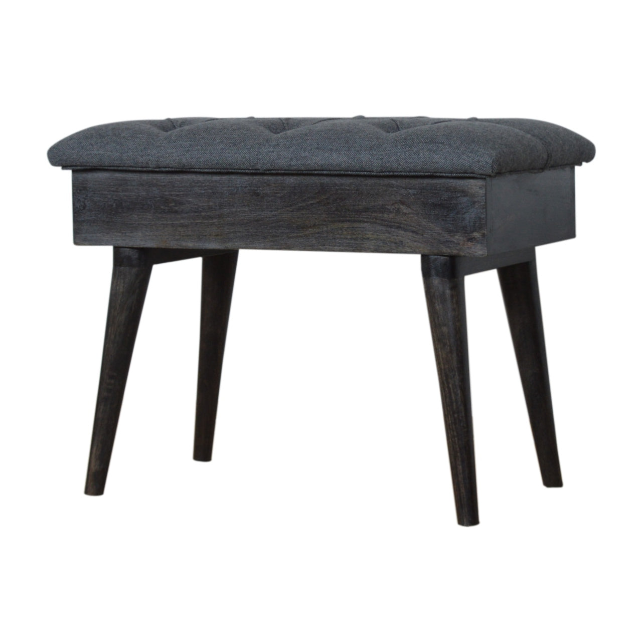 Black Tweed Storage Bench