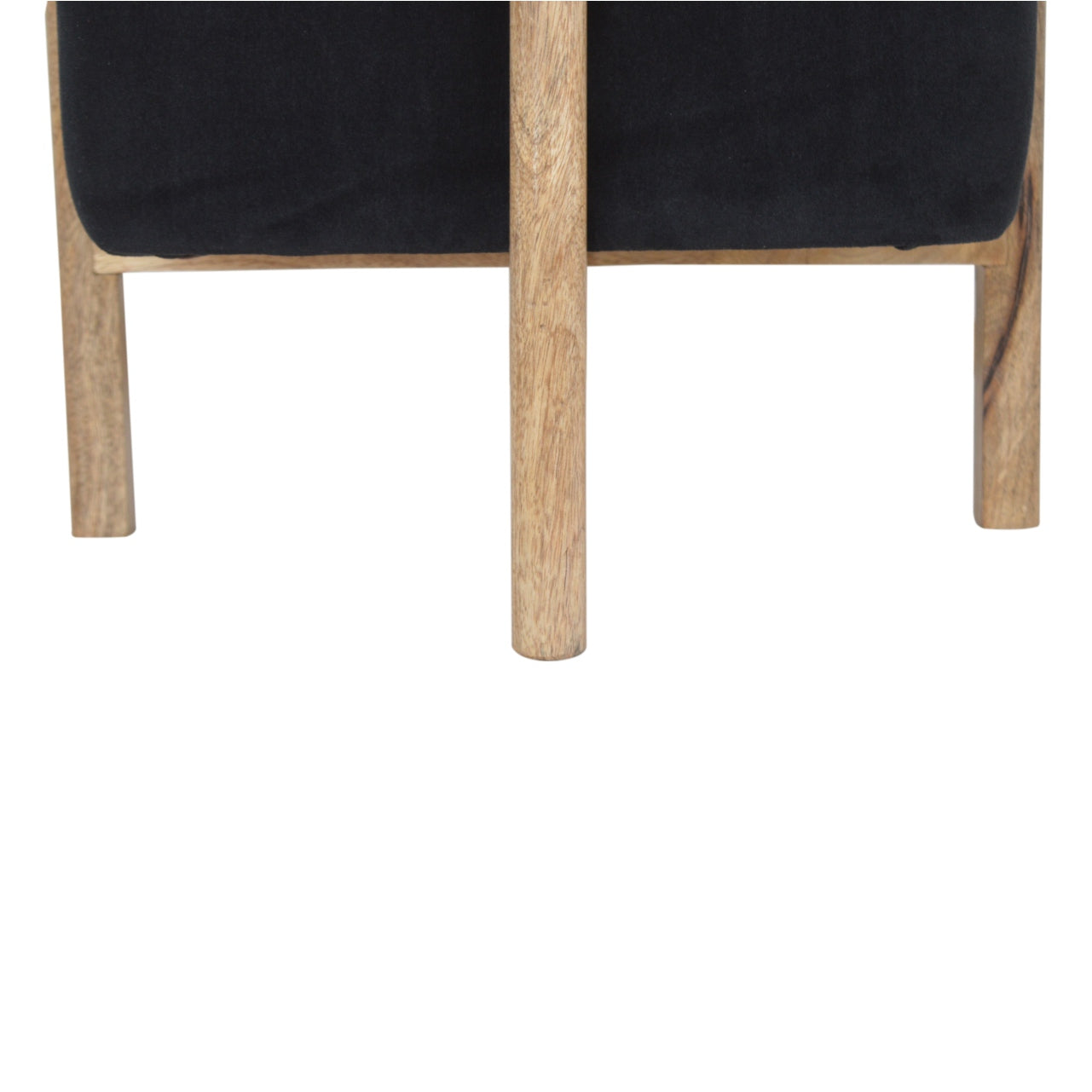 Black Velvet Solid Wood Footstool