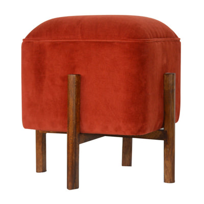 Brick Velvet Solid Wood Footstool