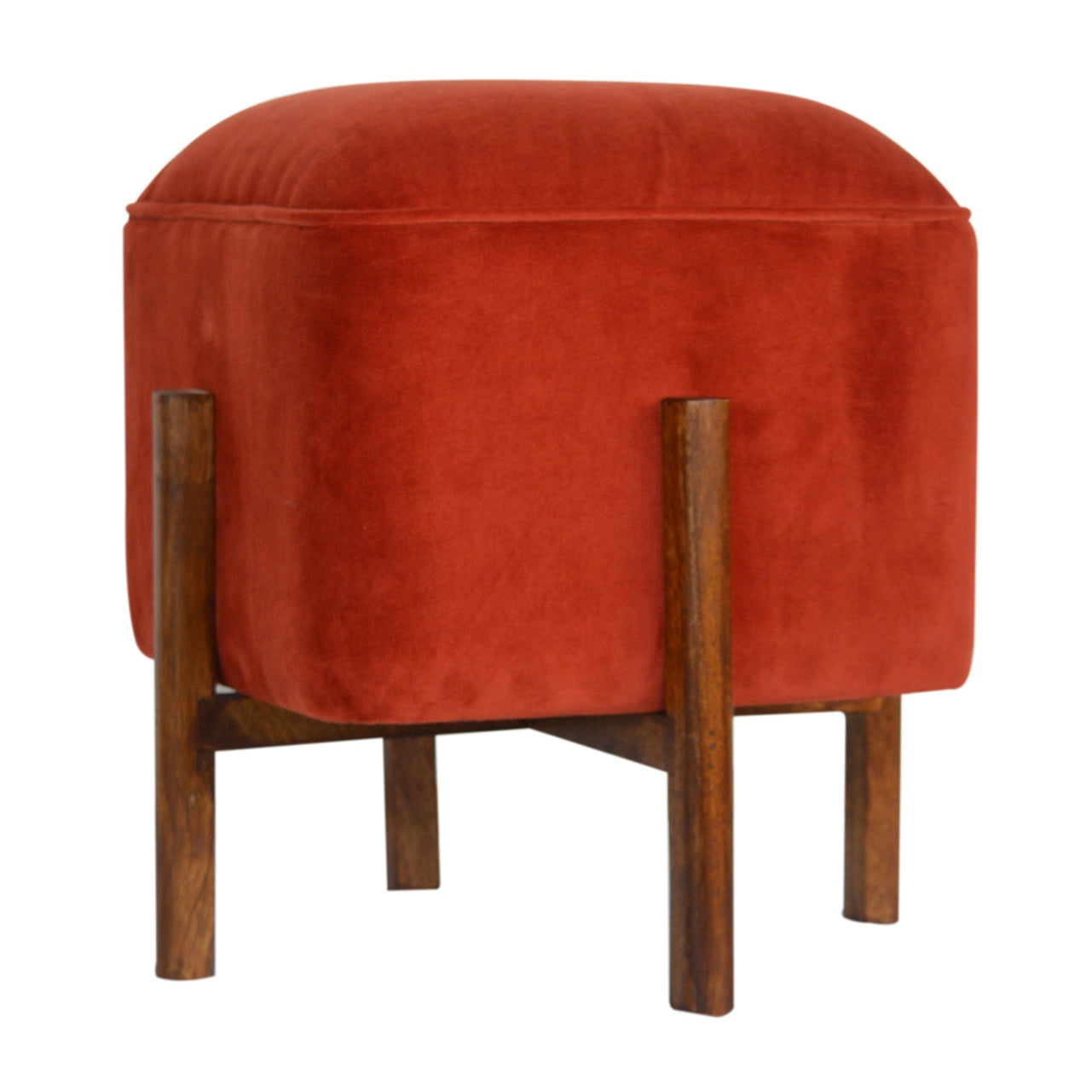 Brick Velvet Solid Wood Footstool