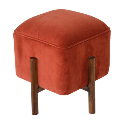 Brick Velvet Solid Wood Footstool