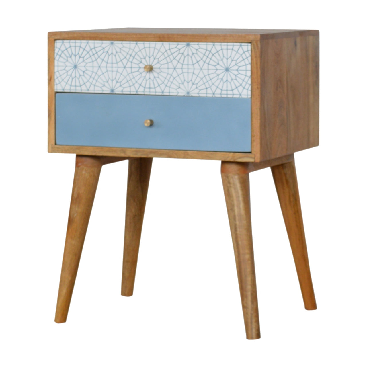 Blue Patterned Bedside