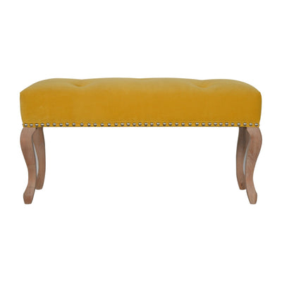 French Style Mustard Velvet Bench