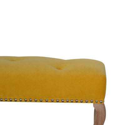 French Style Mustard Velvet Bench