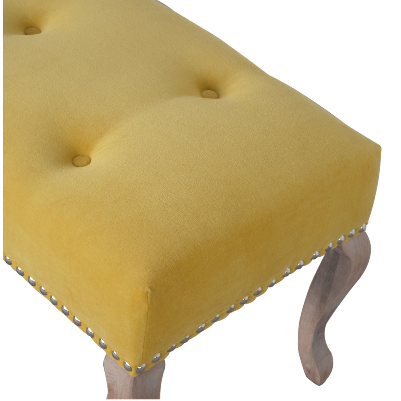 French Style Mustard Velvet Bench