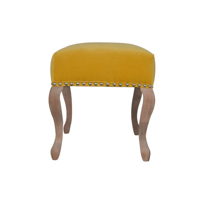 French Style Mustard Velvet Bench