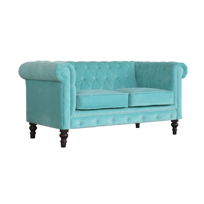 Aqua Velvet Chesterfield Sofa