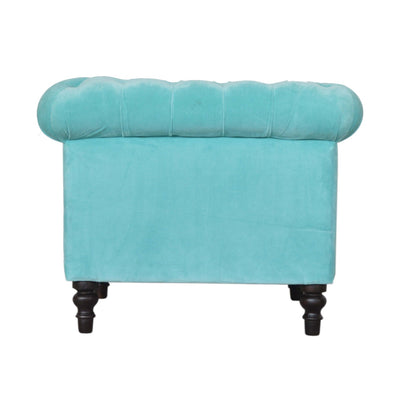 Aqua Velvet Chesterfield Armchair