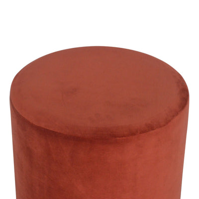 Brick Red Velvet Gold Footstool