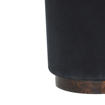 Black Velvet Wooden Base Footstool