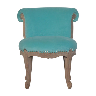 Aqua Velvet Studded Chair