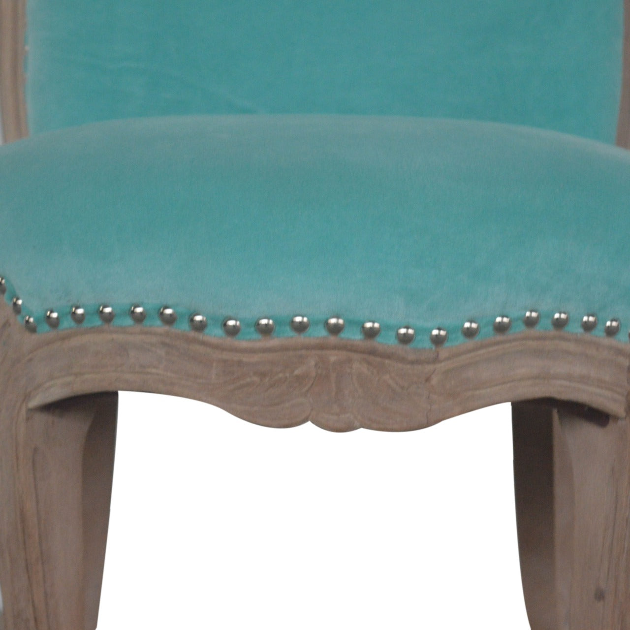 Aqua Velvet Studded Chair