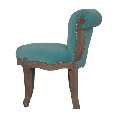 Aqua Velvet Studded Chair