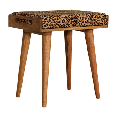 Leopard Velvet Tray Style Footstool