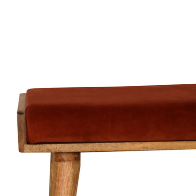 Brick Red Velvet Tray Footstool