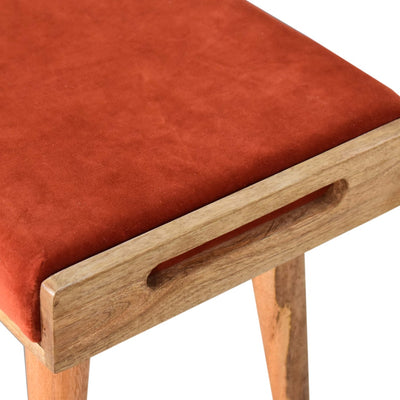 Brick Red Velvet Tray Footstool