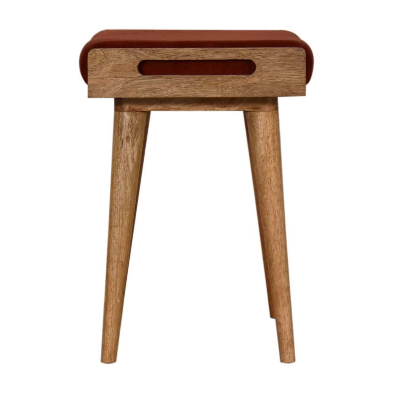 Brick Red Velvet Tray Footstool