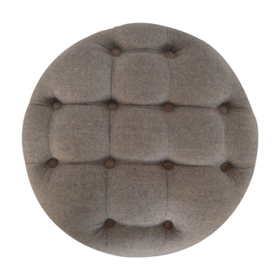 Deep Button Round Checked Footstool