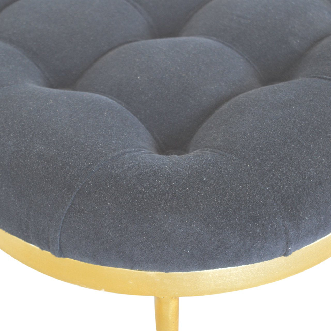 Clover Black Velvet Footstool