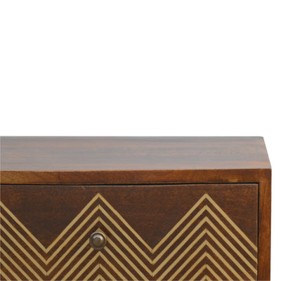 3 Drawer Brass Chevron Bedside