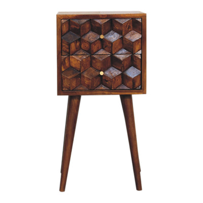 Mini Chestnut Cube 2 Drawer Bedside