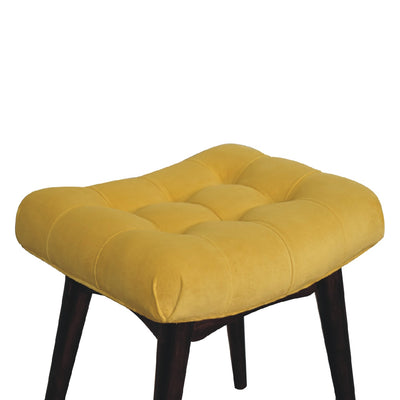 Mini Mustard Velvet Curved Bench