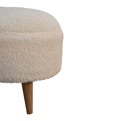 Cream Boucle Rounded Footstool