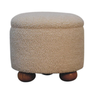 Cream Boucle Storage Footstool