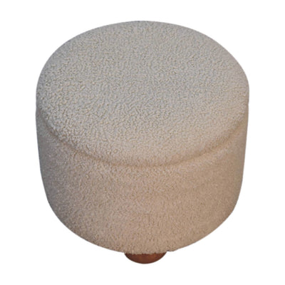 Cream Boucle Storage Footstool