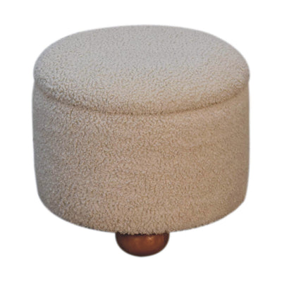 Cream Boucle Storage Footstool