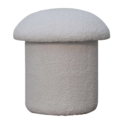 White Boucle Mushroom Footstool