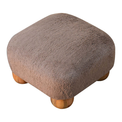 Mocha Faux Fur Nordic Footstool