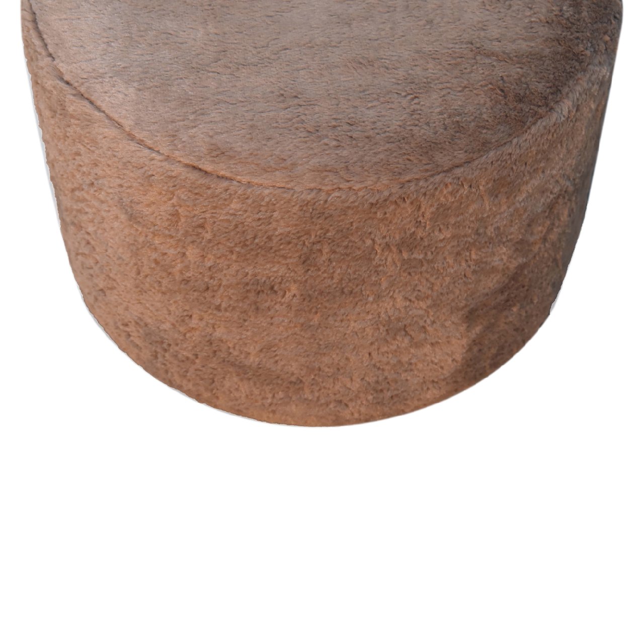 Mocha Faux Fur Round Footstool