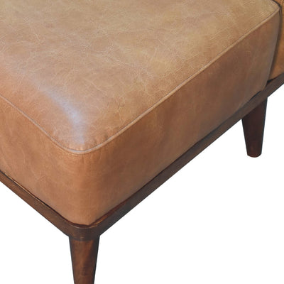 Tan Buffalo Backrest Footstool