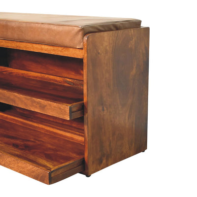 Buffalo Pull out Chestnut Shoe Bench