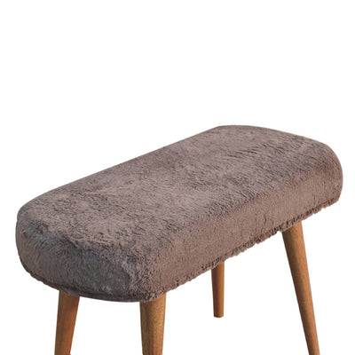 Mocha Faux Fur Fabric Bench