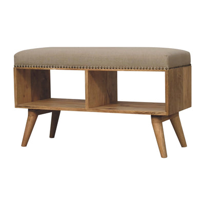 Studded Linen Open Bench