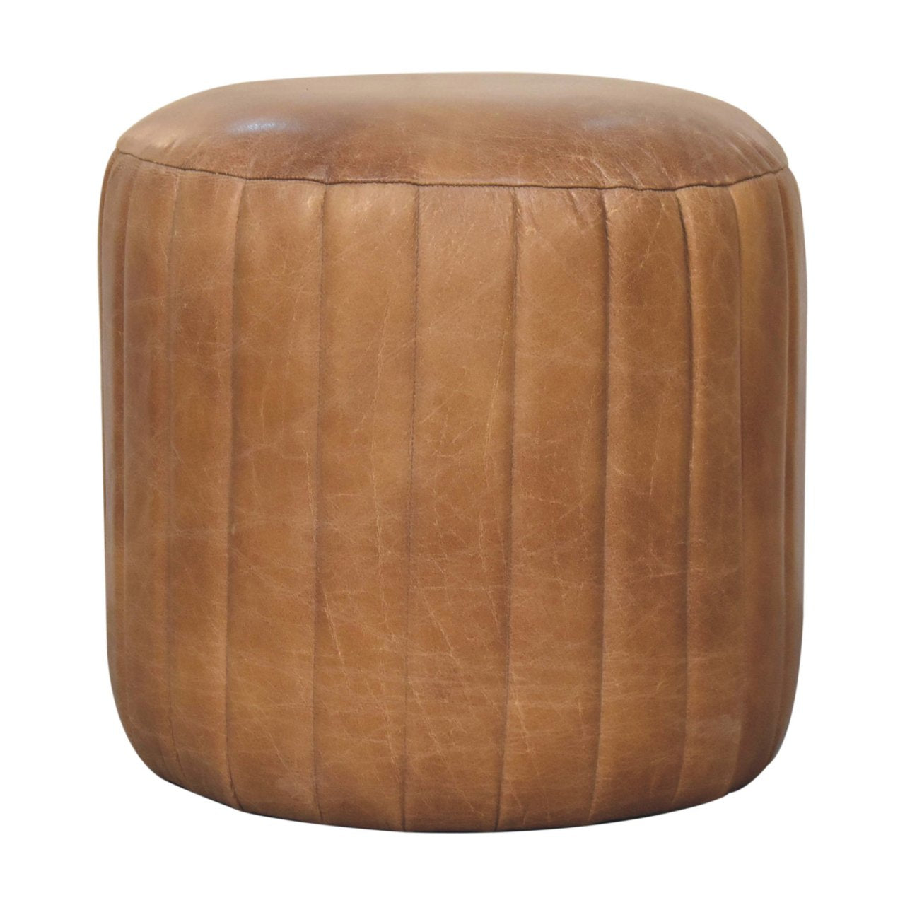 Buffalo Leather Boucle Footstool