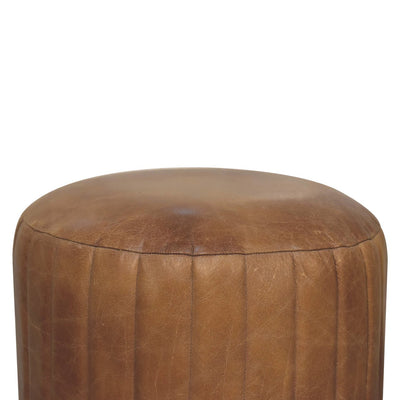 Buffalo Leather Boucle Footstool