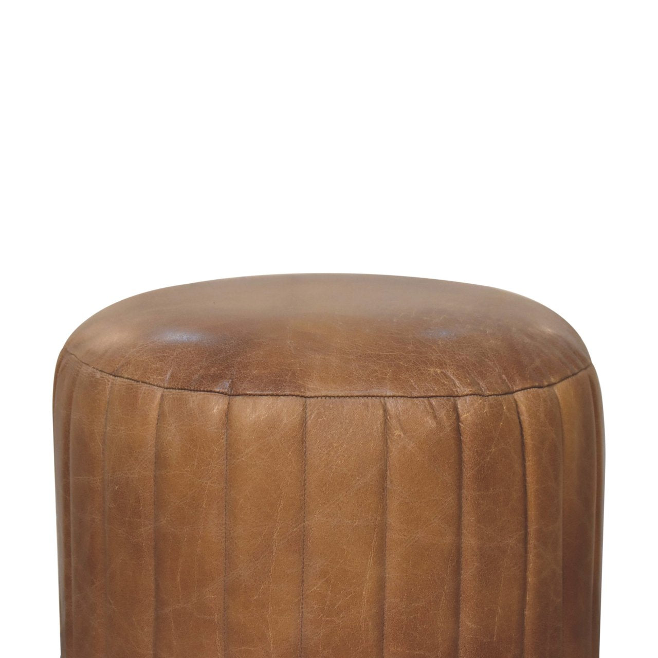 Buffalo Leather Boucle Footstool