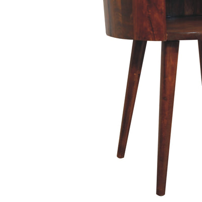 Chestnut Round Open Slot Bedside