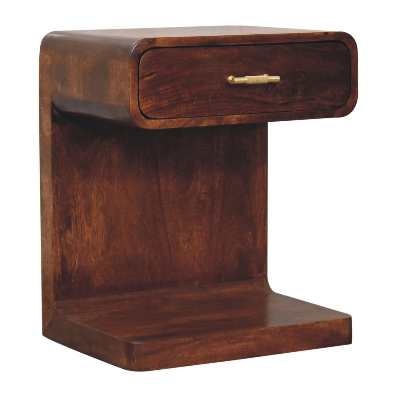 Chestnut T-Bar Rounded Bedside