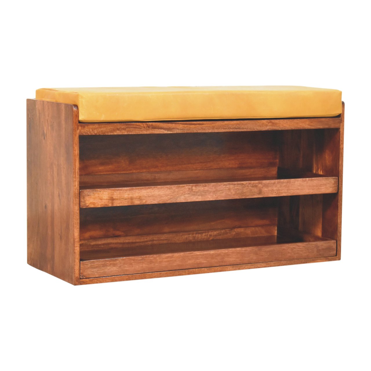 Buffalo Hide Pull out Honey Caramel Shoe Storage Bench