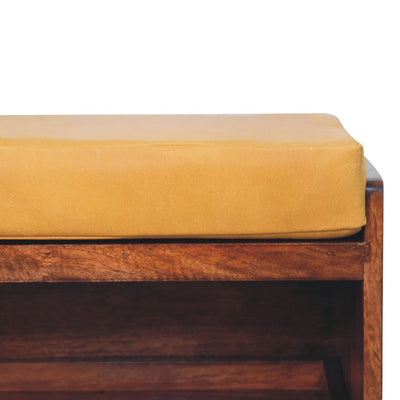 Buffalo Hide Pull out Honey Caramel Shoe Storage Bench