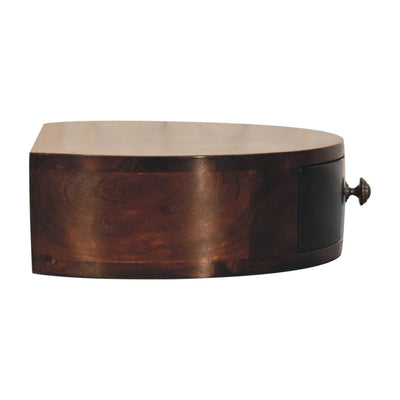 California Walnut Wall Mounted Rounded Bedside