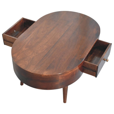 California Walnut Rounded Coffee Table