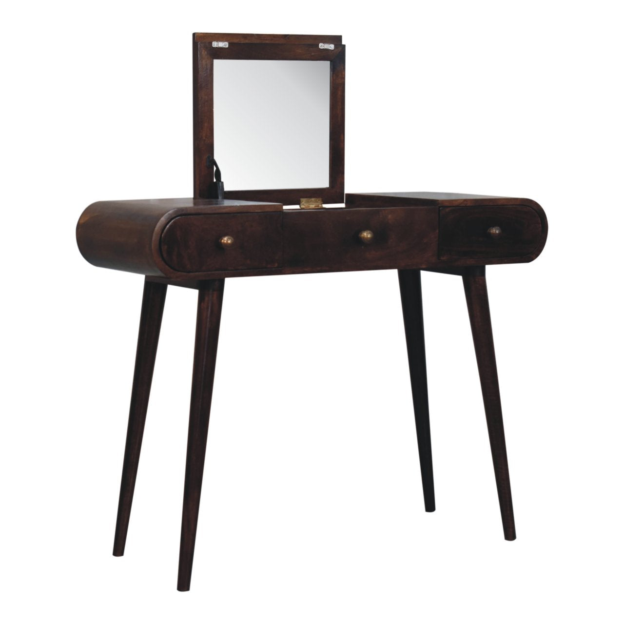 California Walnut Dressing Table with Foldable Mirror