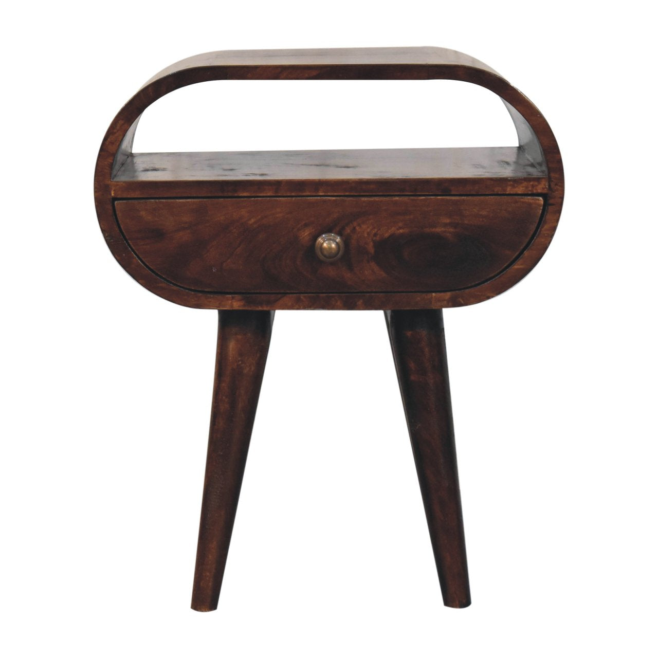 California Walnut Circular Bedside with Open Slot